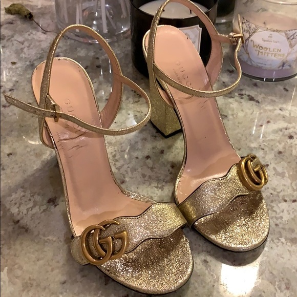 gucci marmont gold heels